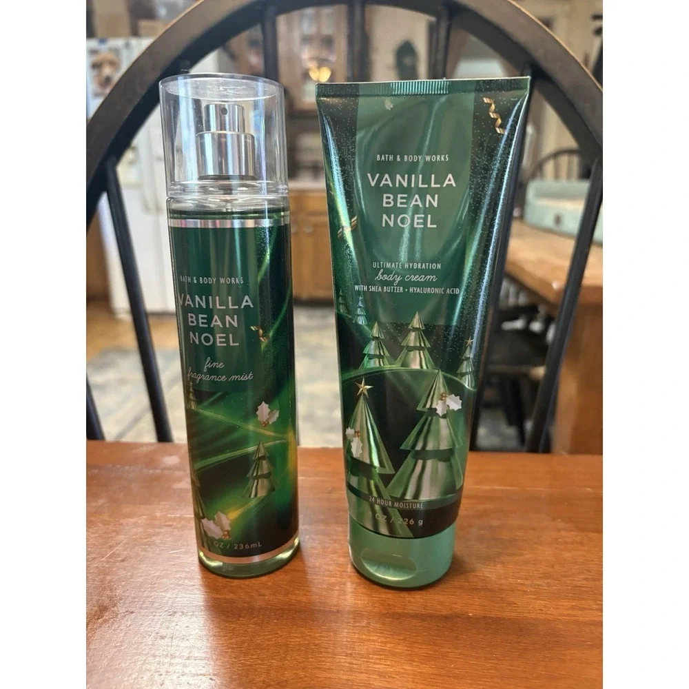 Bath & Body Works Vanilla Bean Noel Fragrance Mist & Body Cream Set New 2024